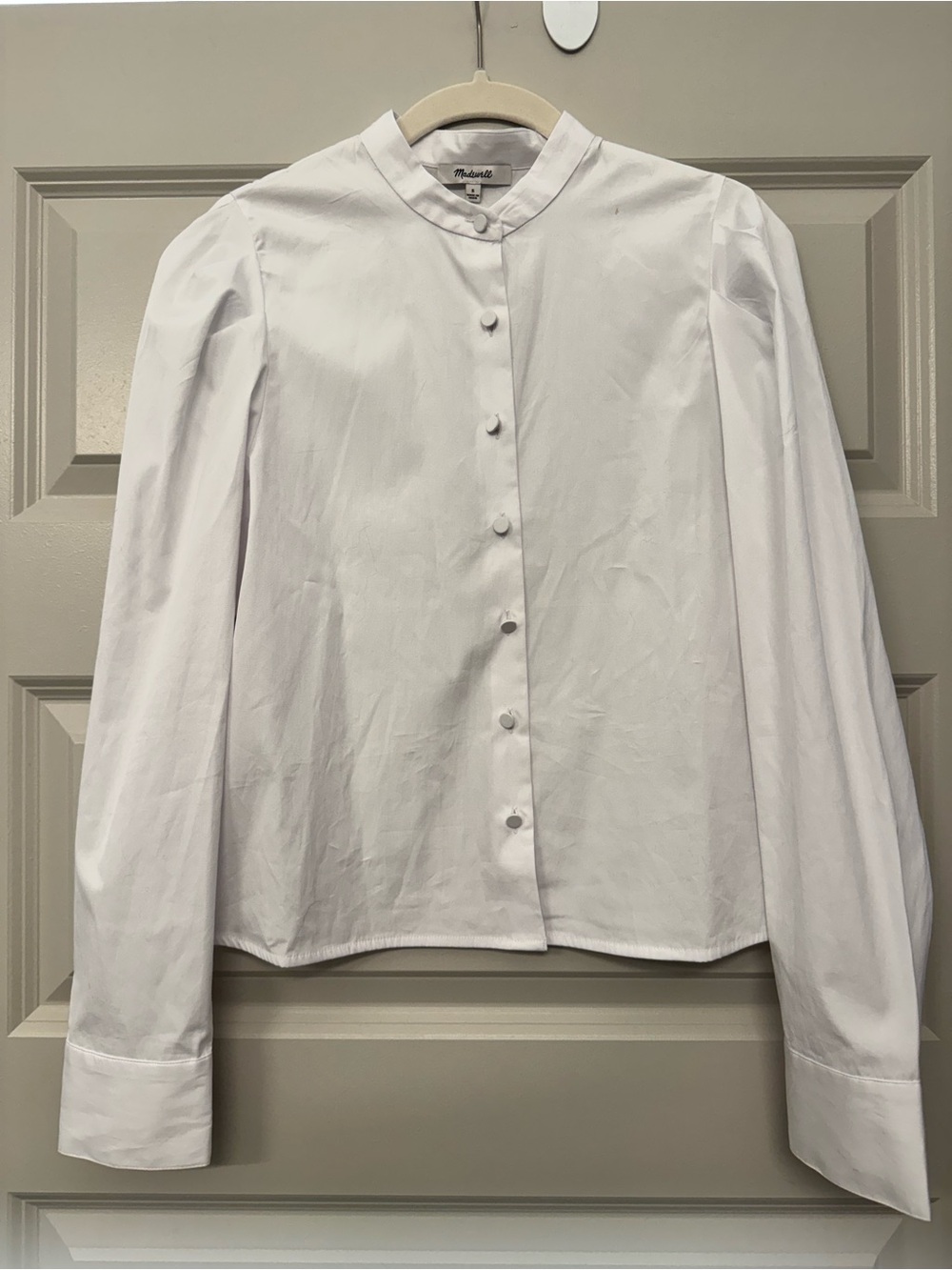 Madewell White Mandarin Collar Button Blouse